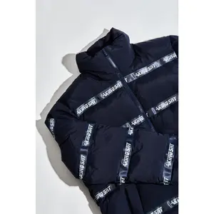 LOGO PUFFER JACKET - NAVY Long Sleeve Collar