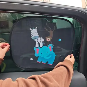 Cartoon PVC Sunshade Sticker, Adorable Animal Design, Rabbit Owl Squirrel Theme, Static Adsorption Vehicle Exterior Decoration, Car Window Decoration & UV Protection