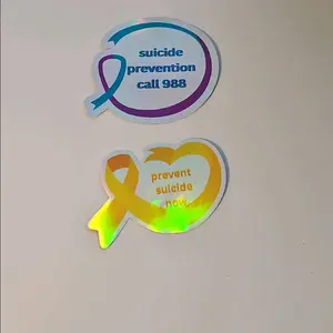Call 988 Suicide Prevention 4-Inch Holographic Vinyl Sticker Pack Mental Health Awareness Hotline Number Promotional Material