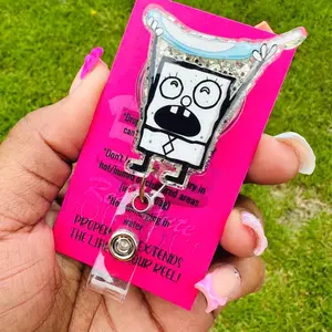 DoodleBob Glitter Acrylic Badge Reel - Me Hoy Minoy Nurse ID Clip