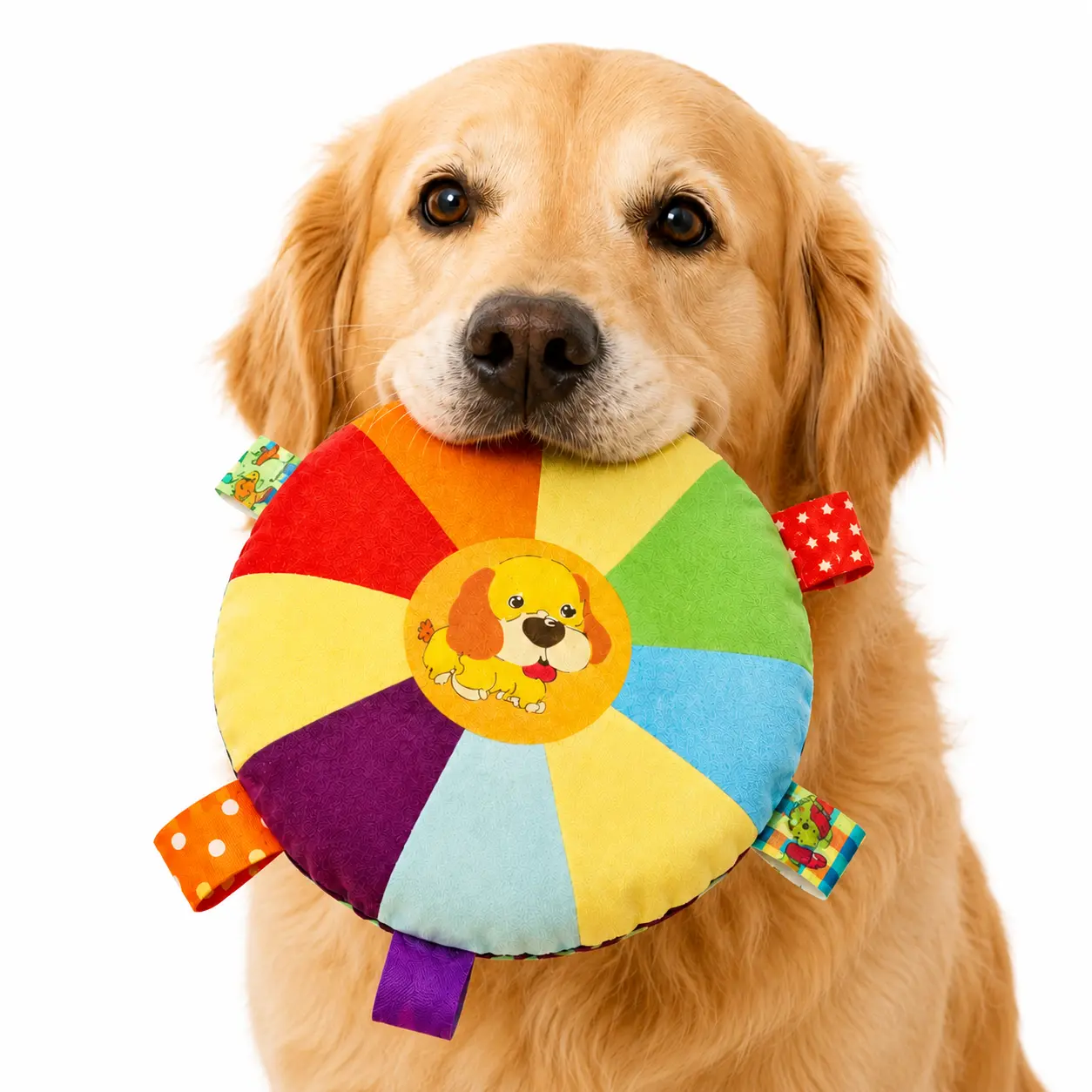 Colorful Squeaky Seal Dog Frisbee - Plush Flying Disc with Bell Inside, Soft Fabric Fetch Play Chew Toy for Boredom Relief, Durable Chews Plush Toy