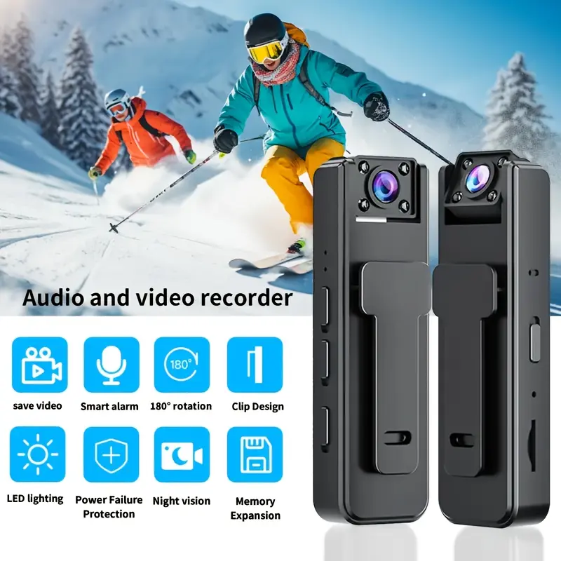 Portable Outdoor Action Camera with Adjustable Lens - Compact Full HD 1080P Camcorder, 180-Degree Rotating Lens, Night Vision, 6-Hour Rechargeable Battery, Audio & Video Recording, Ideal for Multi-Sports, Vlogging, Yes