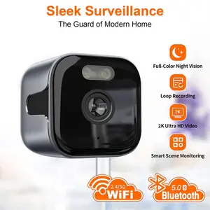 2K Wireless Security Camera Indoor/Outdoor, Full Color Night Vision, Motion Detection Alerts, WiFi 2.4GHz, 24/7 Recording, Mini Home Surveillance Camera Card Monitoring Plug Remote Sd Speaker