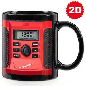Ceramic Coffee Mug with Speaker Design - Black & Red, Ideal for Everyday Coffee & Water, Reusable, Perfect Gift for Birthdays, Christmas, Parties, Holidays