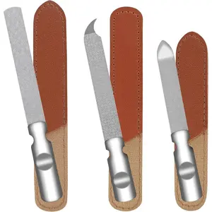 Stainless Steel Nail File (3 Pack) for Natural Nails, Metal Nail Files with Sharp Pointed Tip Fingernail File Sheath Case Double Sided Reusable Flat File Manicure Tool Home Salon Travel Use Men Women