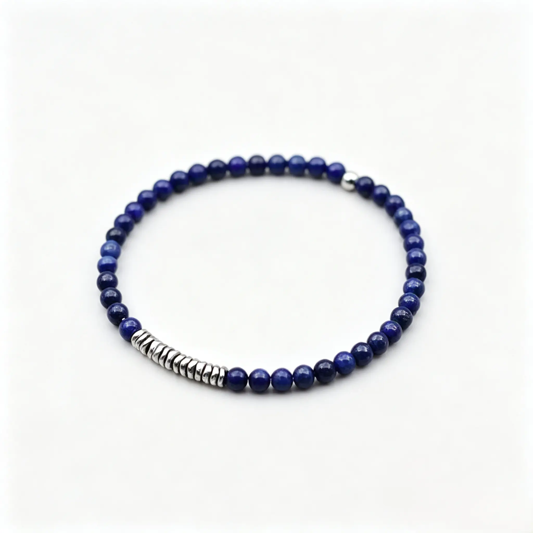 4mm Natural Stone Beaded Bracelet for Men, Elastic Stretch Bracelet with Volcanic Rock, Tiger Eye & Silver Hematite Beads, Mens Jewelry Gift, Natural Stone Bracelets & Bangles, Stone Beads Bracelets & Bangles
