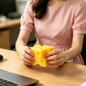1pc Cheese Block Stress Relief Toy, Slow Rebound Food Shape, Tpr Soft, Anxiety Relief Sensory Toy, Teen Adult Gift, Work Learning Travel