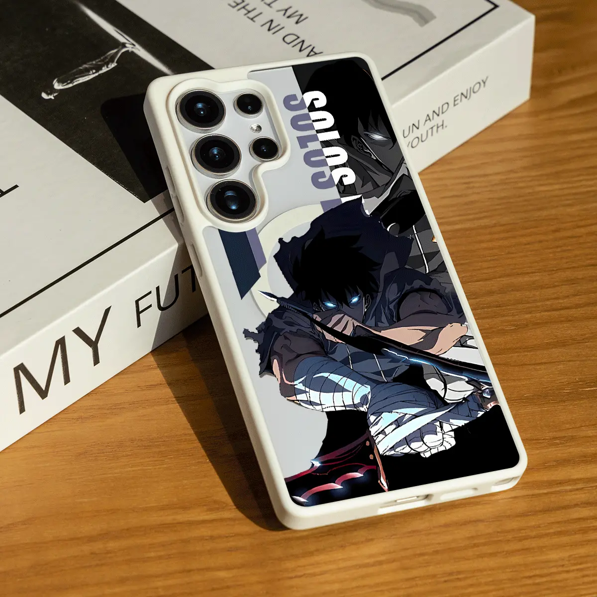 Cool Anime Sword Character Matte Magnetic Phone Case for SAMSUNG S22/S23/S24/S25/FE/ULTRAP/PLUS Series, Shock and drop resistance, Strong magnetic adsorption Acrylic Fingerprint Wireless Smartphone