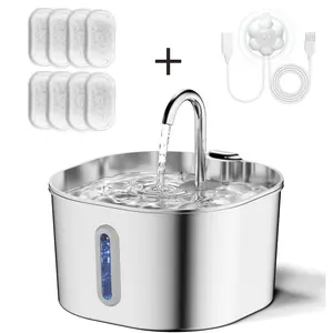 74 oz Stainless Steel Cat Water Fountain, 2.2L Large Capacity, Ultra-Quiet Operation, USB Powered, Water Level Window Design, Durable Pet Accessories