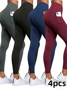 Women's High-Waisted Yoga Pants with Pockets – Tummy Control & All-Season Slim-Fit Leggings for Workouts, Running, Cycling & Daily Wear，Women's outdoor sportswear, tight pants with pockets, sports yoga pants