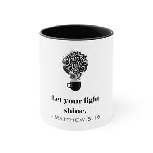 Radiant Glow: Matthew 5:16 Accent Coffee Mug, Joyous Life Journals Ceramic Drinkware
