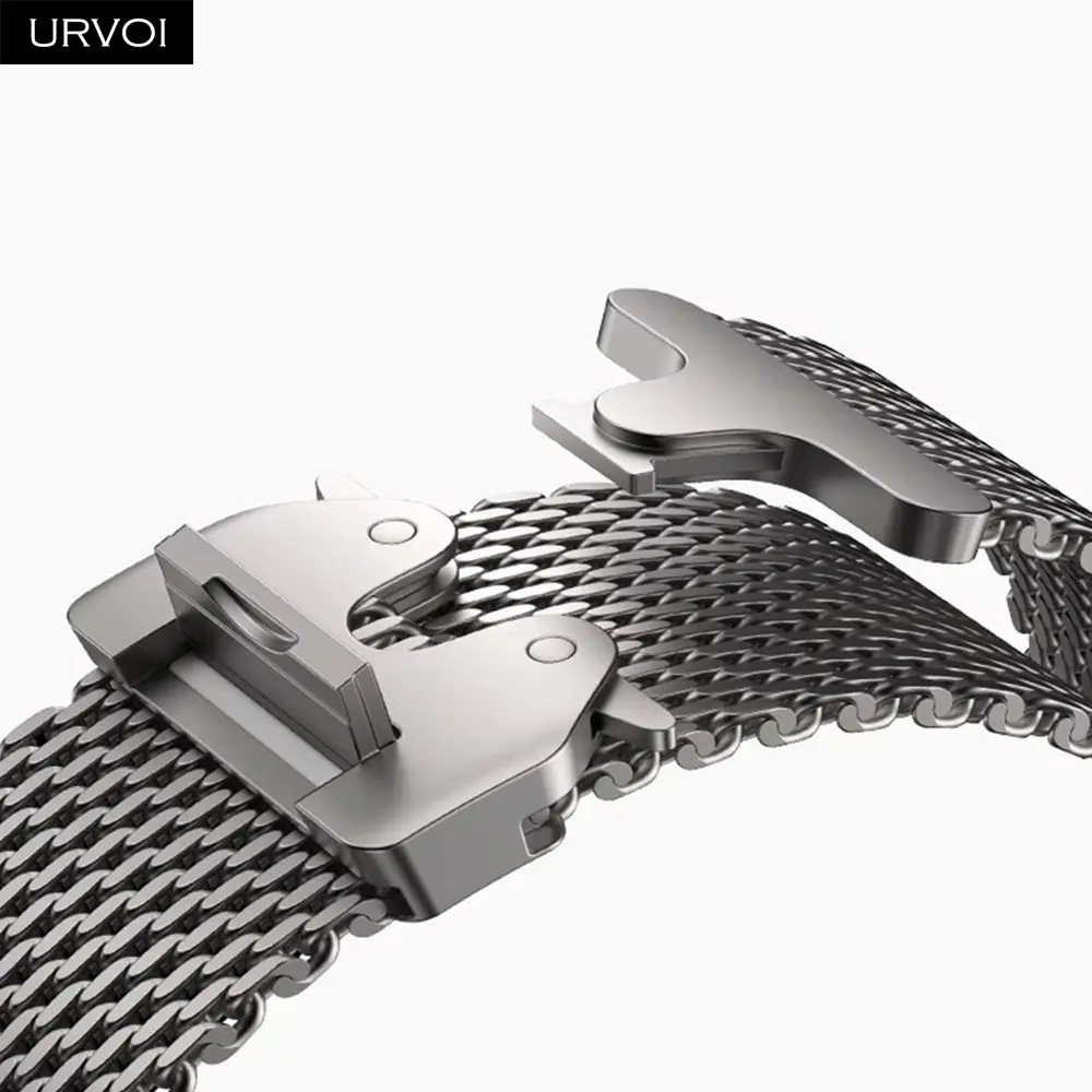 URVOI Milanese loop Band for Apple Watch Ultra 3 2 Series 11 10 9 87 316L stainless steel mesh strap for iWatch Smart Watch Straps parachute buckle Wearable Accessory Smartwatch Accessories