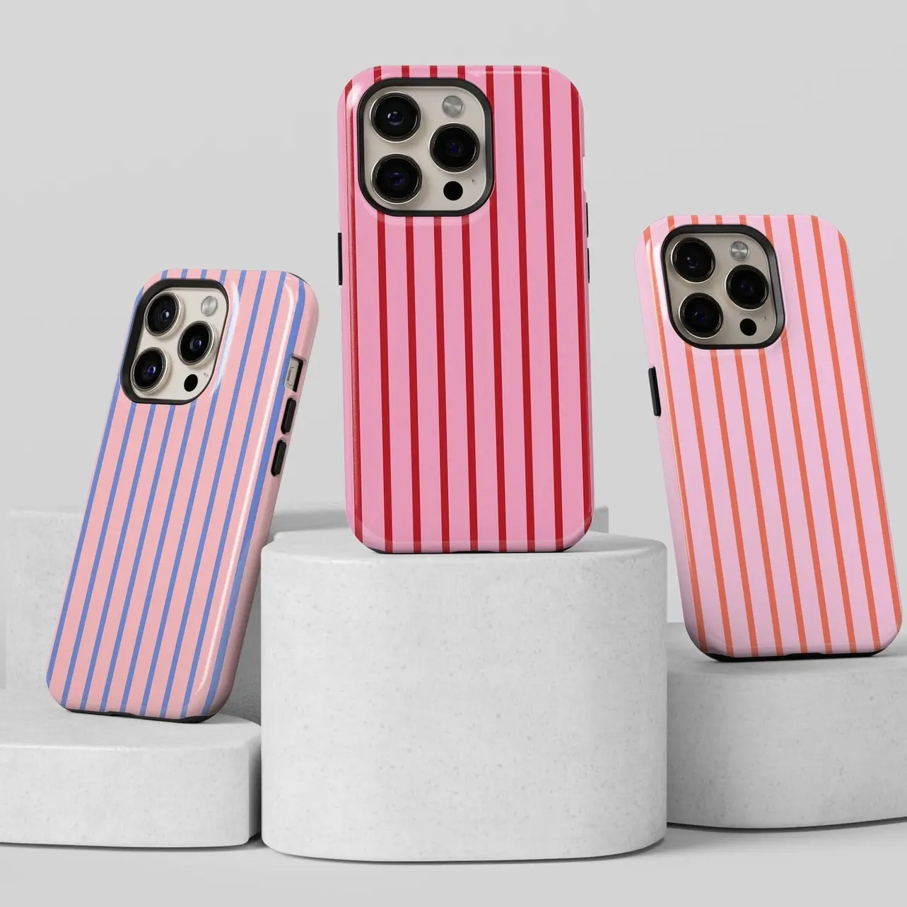 Custom Color Striped Phone Case for iPhone 11 12 13 14 15 16 Pro Max Plus, Premium Retro Minimalist Aesthetic Lines Design, Shockproof Bumper Grip Cover, Soft Transparent Anime Style Girly Gift for Women
