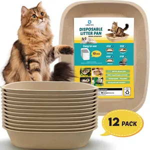 LMVVC Disposable Cat Litter Box Large, 12 Count, Durable & Portable for Travel and Home, Eco-Friendly Disposable Litter Box with Odor Control for Cats