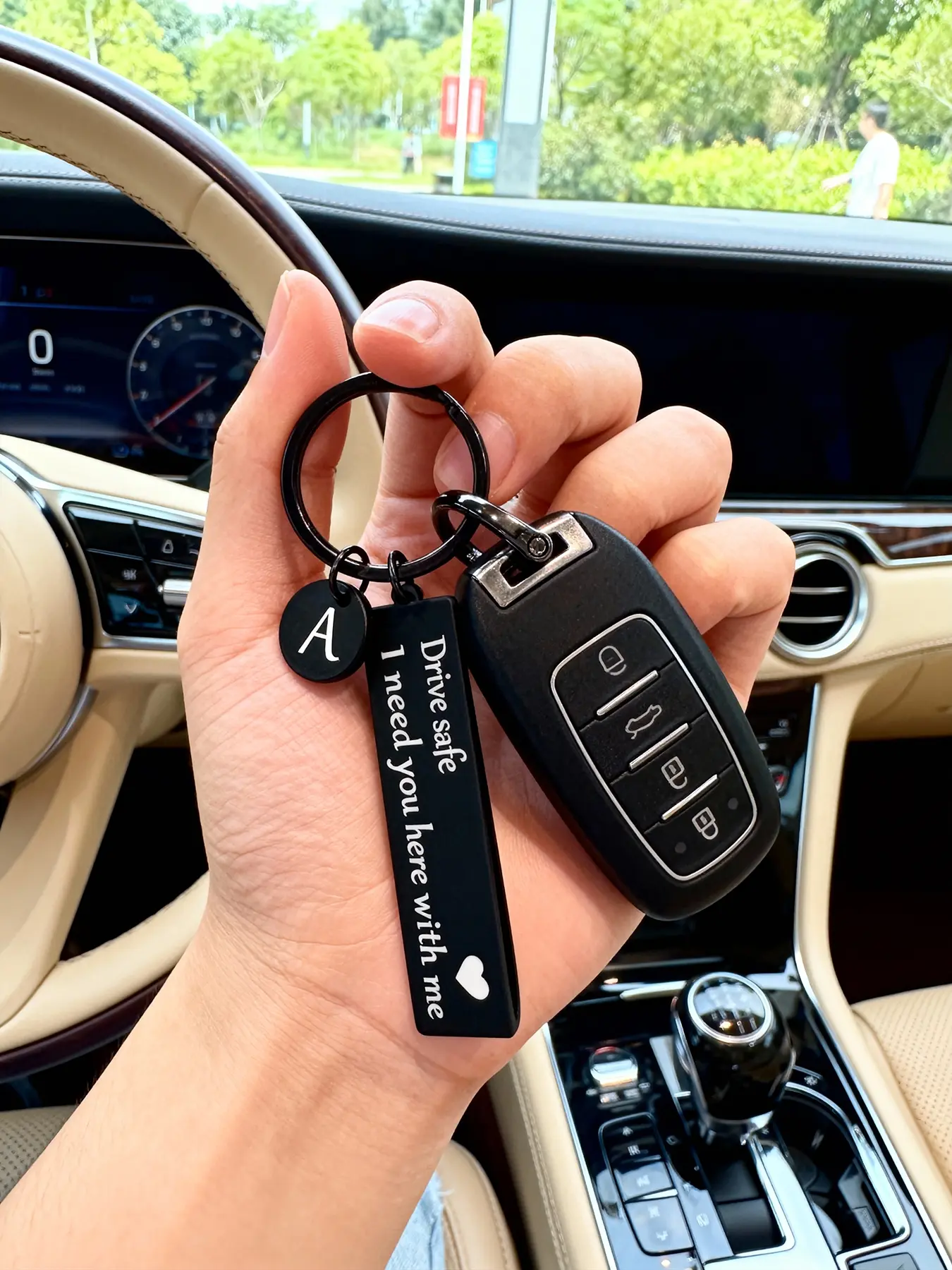 A-Z Initial Keychains, Car Keychain Pendants, Boyfriend Driving Safety Gift, Safe Drive Keychain, Birthday & Father's Day Present, Elegant Design, Love, Key Chain For Car Keys, Key Chain Charms