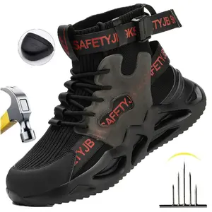 Safety Shoes Men With Steel Toe Cap Anti-smash Men Work Shoes Sneakers Light Puncture-Proof Indestructible Shoes Mesh Breathable Anti-slip New Fashion work hiking boots sneakers