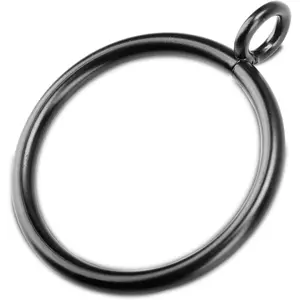 30 count Curtain Rings with Eyelet for Window , 2.0-inch Inner Diameter Drapery Rings for up to 1 3/4 inch Curtain Rod (Black)