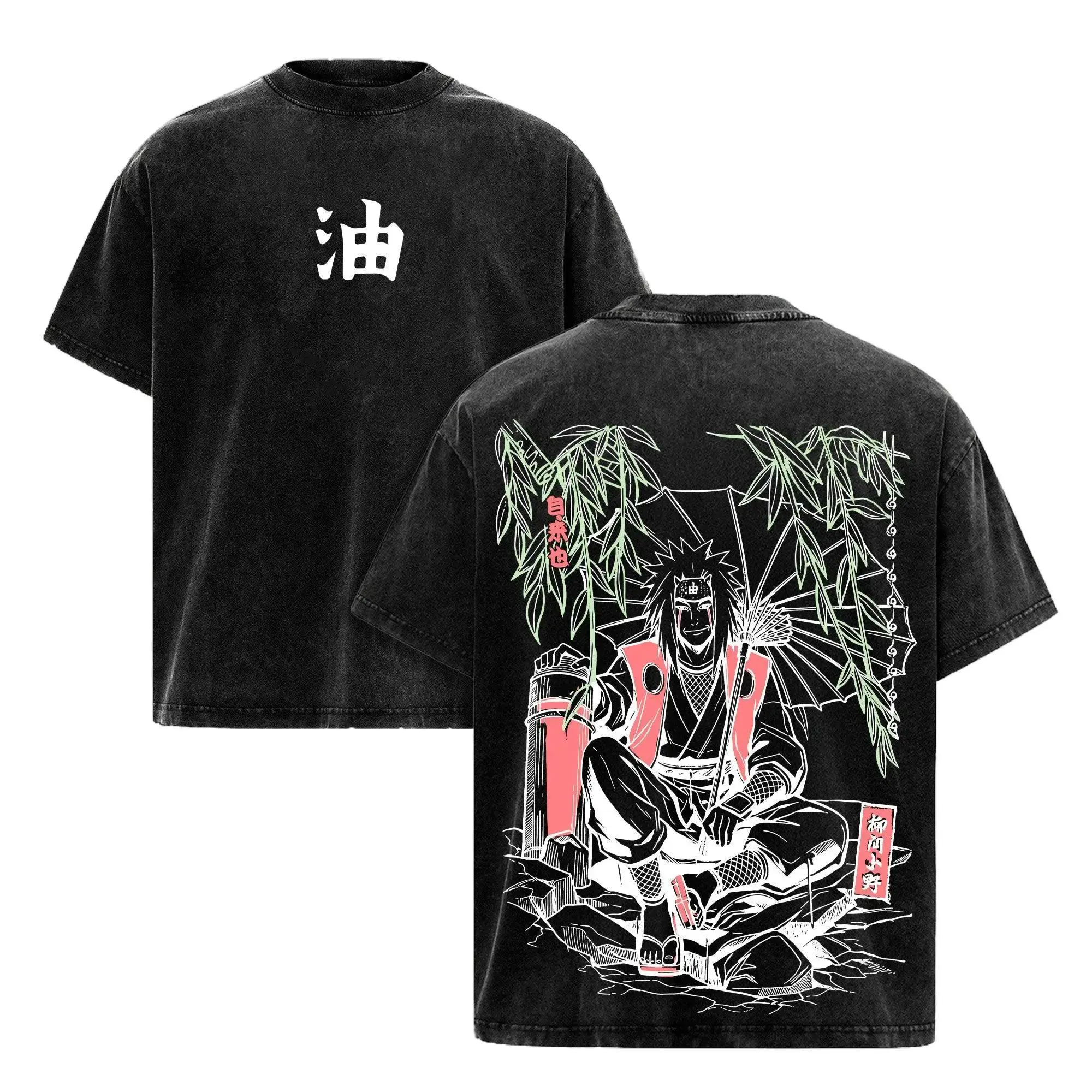 Naruto Jiraiya Sensei Washed T-Shirt, Vintage Anime Oversized Tee, GenZ Trendy Casual Wear, Classic Ninja Fan Apparel, 90s Graphic American Casual Short Sleeve Tee | Premium Soft Cotton Classic Unisex T-Shirt for Daily, Gym & Streetwear