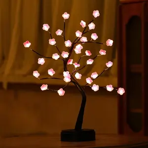 Cherry Blossom Tree Lamp, 18inch 36 Led Bonsai Tree Lights, Battery/USB Operated Japanese Decor Night Lights for Bedroom Home Idea(Warm White)