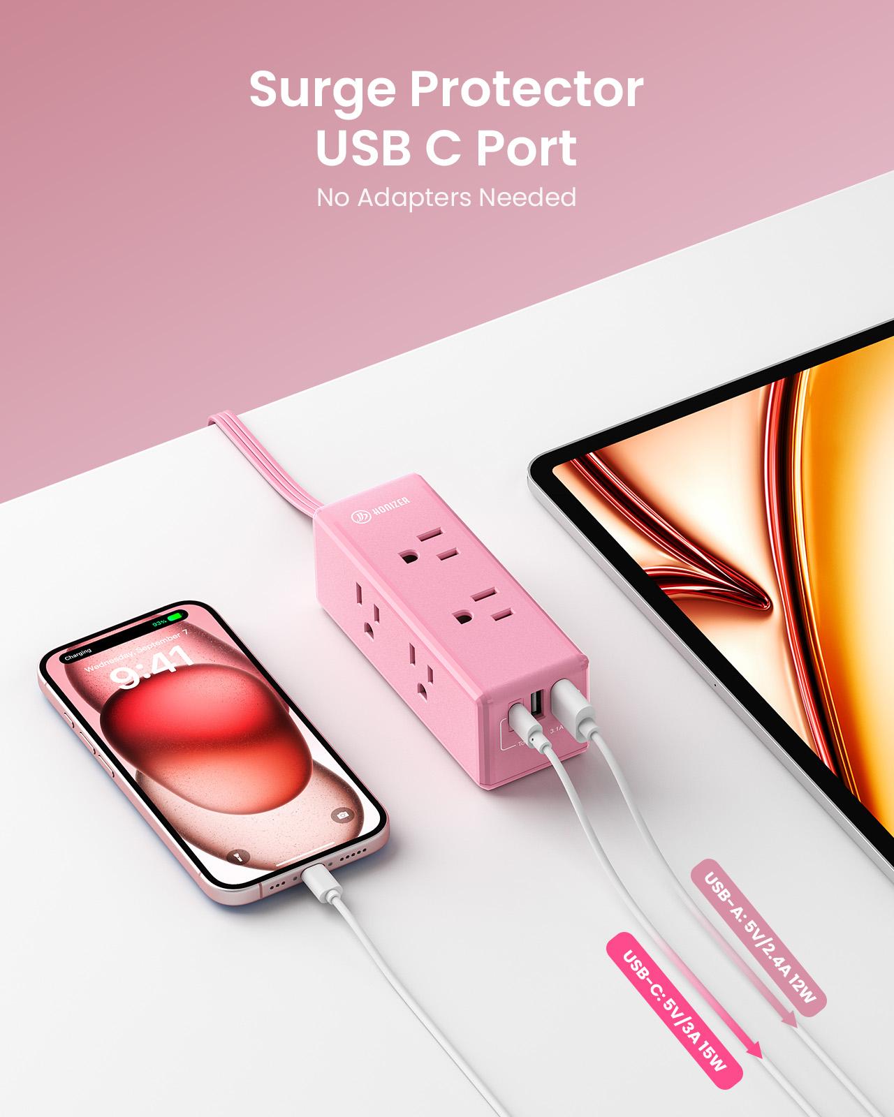 HONIZER Flat Plug Power Strip Surge Protector with 6 Outlets & 3 USB Ports (1 USB-C), 10FT/15FT Extension Cord for Home, Office, Desk, Dorm Room HONIZER Flat Plug Power Strip Surge Protector with 6 Outlets & 3 USB Ports (1 USB-C), 10FT/15FT Extension Cord for Home, Office, Desk, Dorm Room
