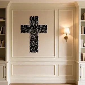 Jesus Christ & Cross Pattern Wall Art, Metal Wall Decor, Wall Hanging Decor for Home Living Room Bedroom, Room Decor, Home Decor, Religious Gift