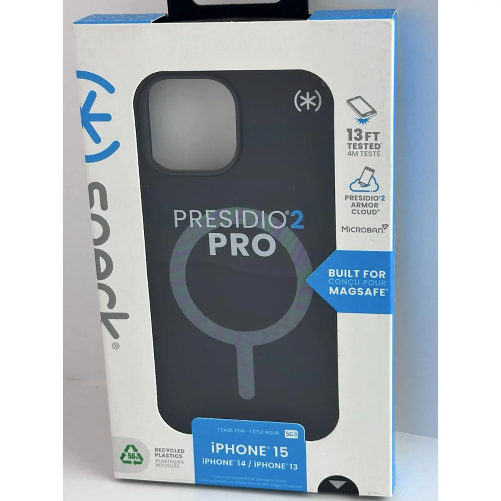 Speck Presidio2 Pro Case for iPhone 15/14/13 - Black - 13FT Tested - Presidio2 Armor Cloud - Microban - Built for MagSafe - 563