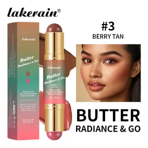 Lakerain Butter Multifunctional Flawless Contour Stick Double Head Three-Dimensional Contouring Blush Cosmetics Makeup Stick Gloss Stick