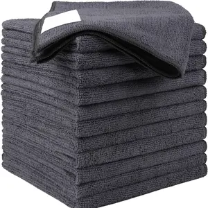 Microfiber Cleaning Cloth 12 Pack, 12.5 x 12.5 inch Microfiber Towels for Cars, Ultra Absorbent Car Washing Cloth, Lint Free Streak Free Cleaning Rags for Car, Kitchen, and Window (Grey)