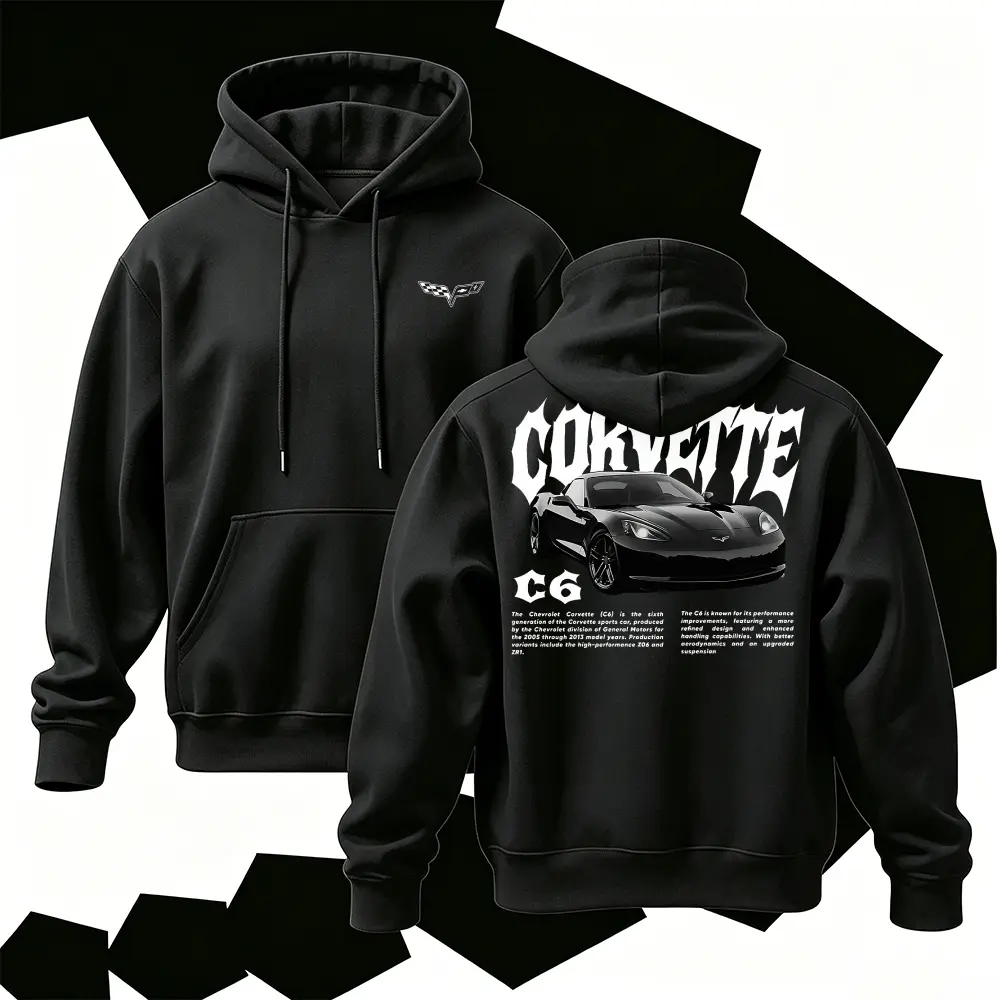 Vintage Hoodie Men American Retro Sports Car Graphic Hooded Sweatshirt Unisex Streetwear