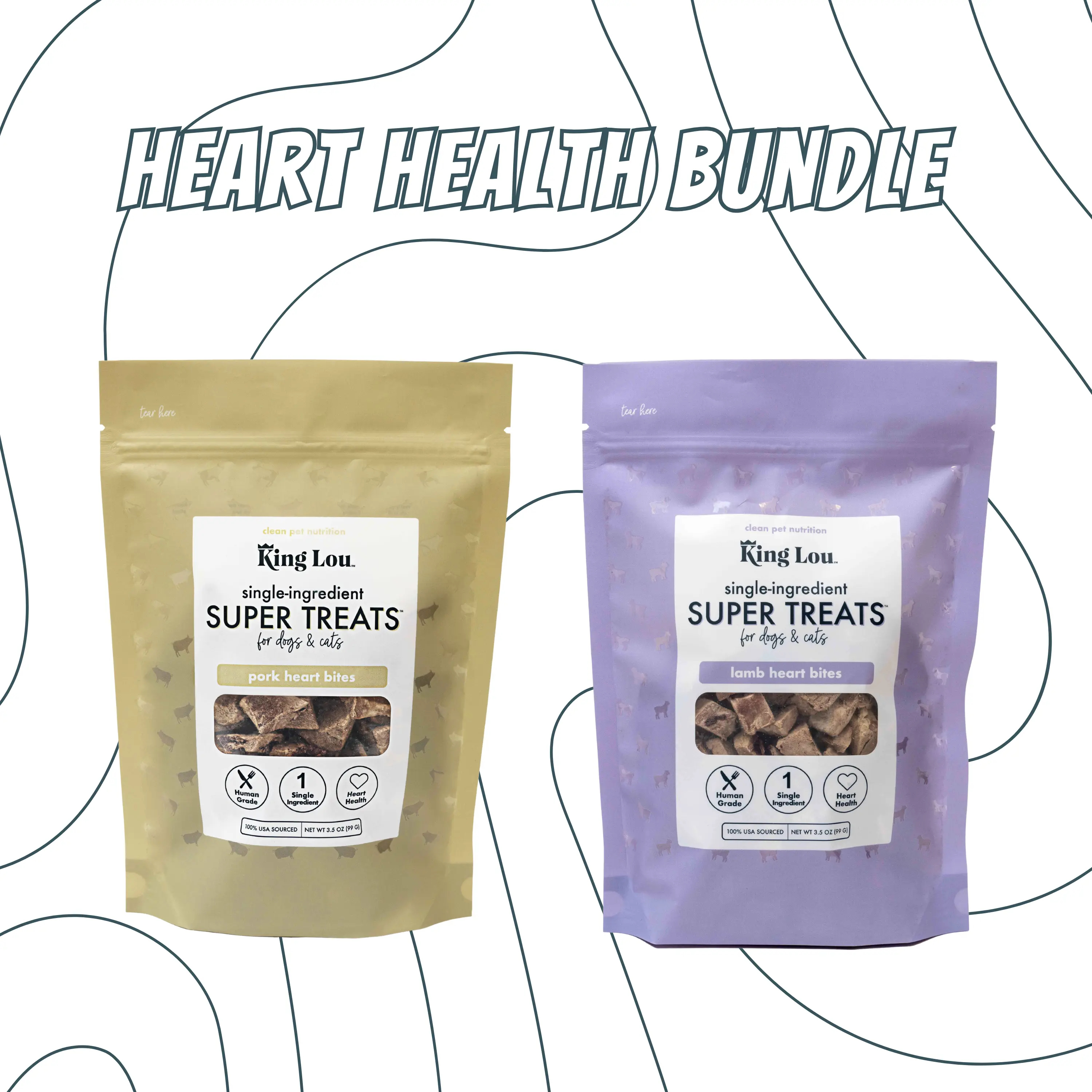 Heart Health Treats Bundle, USA 100% Sourced and Produced, Healthy Single-Ingredient Human-Grade Natural Treats for Dogs and Cats- Exclusive Bundle Pack