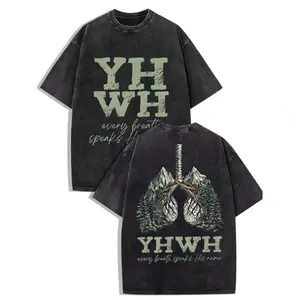 YHWH Christian Washed T-Shirt, Jesus Tshirt , Christian Apparel Streetwear Menswear Oversized Top Men and Women Menswear Tops , Gym Pump Cover