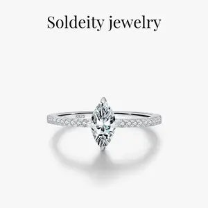 Dainty Marquise Cut Engagement Ring for Women, Wedding Promise Synthetic Moissanite Band, Bridal Half Eternity Simulated  Rings for Anniversary,