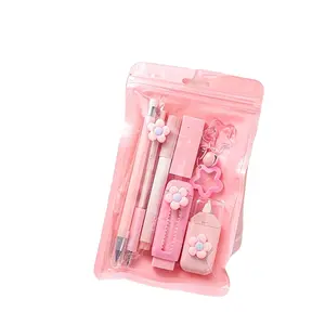 7-In-1 Multifunctional Stationery Set, Four Color Options, Includes Push-Pull Eraser, Highlighter, Ballpoint Pen, Ideal for Creative Professionals