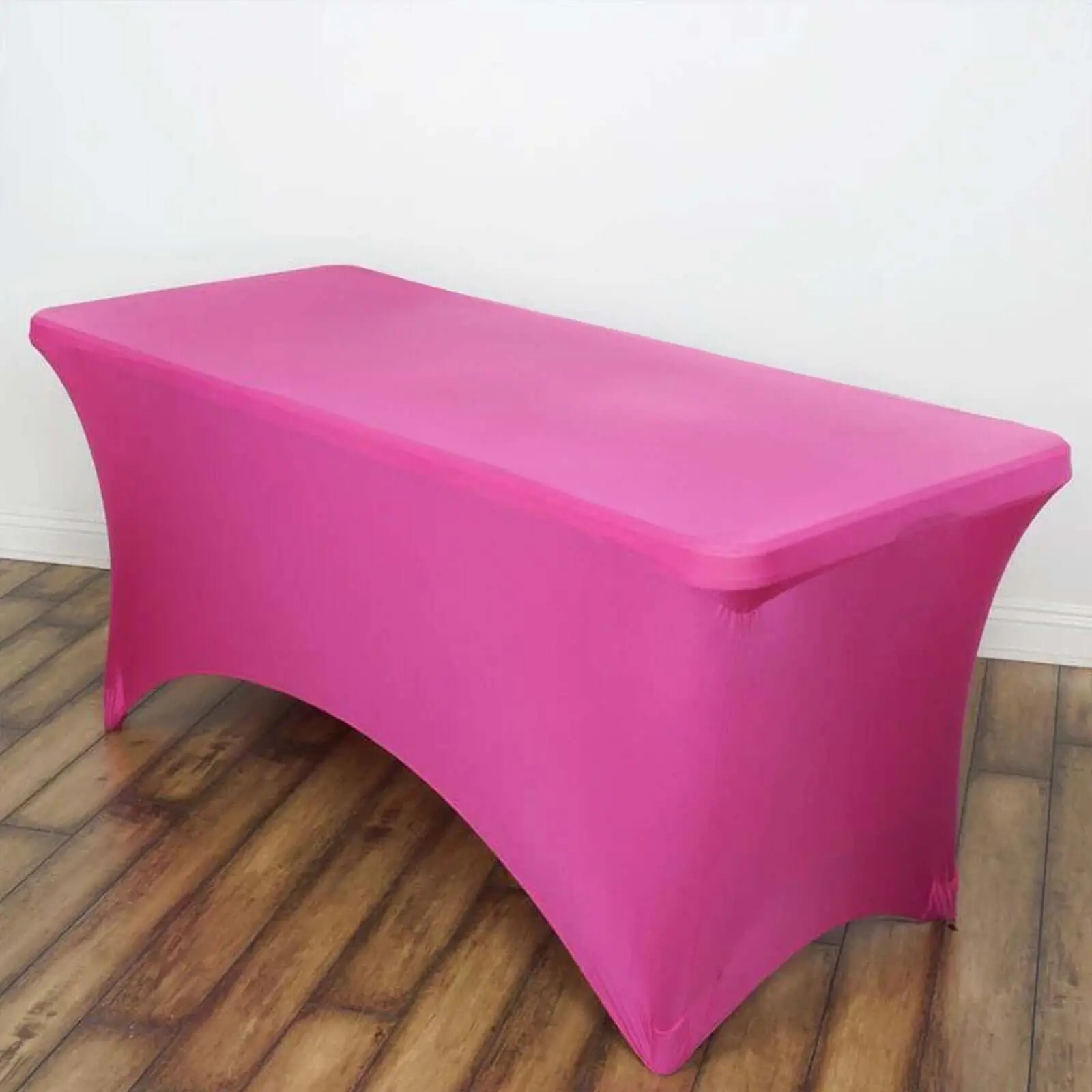 6ft Oblong Stretch Spandex Tablecloth - Wrinkle-Free Stretch-to-Fit Fitted Cover for Christmas, Bridal Shower, Craft Fair Display (Fuchsia) Outdoor Table Table Runner