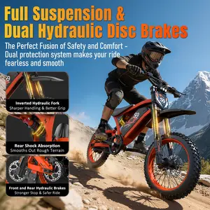 Electric Dirt Bike, Peak 2000W Electric Bike for Adults Teens, 48V 23AH Battery with 100 Miles Max Range, Full Suspension Ebike 14'' Off-Road Fat Tires for Mountains, Snow, Sand, Hydraulic Brakes (195)	 	