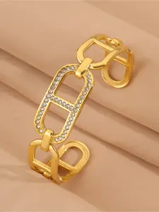 1 classic and fashionable versatile hollow diamond inlaid bracelet, made of stainless steel material, with an open design, perfect for daily use, home, Thanksgiving, and New Year gifts, Rhinestone Bracelet, Rhinestone Decorated Bracelet