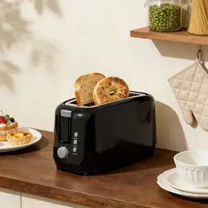 4 Slice Toaster, Extra Wide Slots Bread Toaster with 6 Shade Settings, Bagel/Cancel/Defrost/Reheat Functions, Removable Crumb Tray, Auto Shut-Off, Black