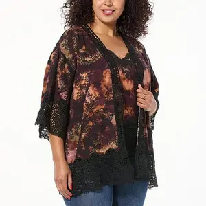 Democracy Embroidered Crochet-Trim Topper