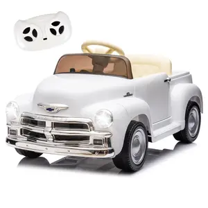 12V Kids Ride On truck car w/parents control, Licensed Chevrolet 3100 pickup,electric car for kid,Vintage modeling,3 speeds,LED Lights,Bluetooth,USB,High-power up to 4.35 km/h