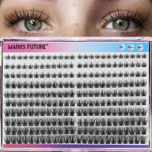 Self-Adhesive False Eyelashes, 240pcs Natural C Curl Fluffy Lash Clusters, Recyclable Patch Design, Perfect for Beginners & Parties