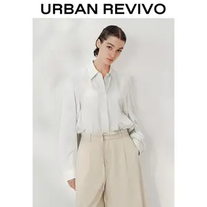 URBAN REVIVO Women's Long Sleeve Knit Blouse (UWU250016) - 2025 Fashion Shirt, Elegant Versatile Casual Top for Ladies