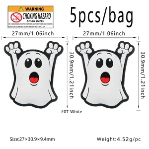 5 Cute Hand-Raising Ghost Silicone Beads, Durable Jewelry Making Materials, DIY Necklace Bracelet Keychain Accessories