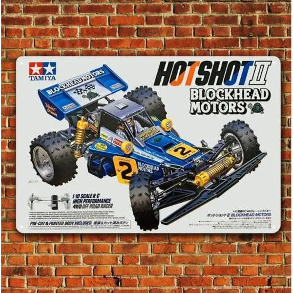 Tamiya Hot Shot 2 Boxart Metal Poster - Vintage Rc Car Tin Sign - 20x30cm Plaque