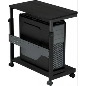 Height Adjustable PC Stand Computer Cart, Side Table with Wheels, 2-Tier Tower Stand