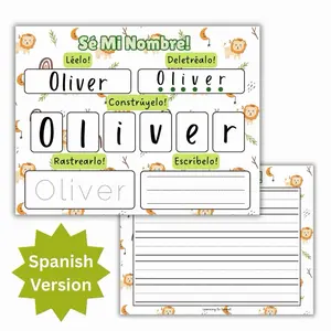 SPANISH Personalized Laminated I Know My Name Sheet with Velcro Dots for Interactive Learning Activity I Can Write My Name