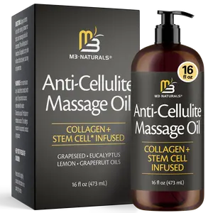M3 Naturals Firming Body Massage Oil 16 Fl Oz with Collagen & Stem Cell – Helps Smooth The Appearance of Cellulite & Improve Skin Texture – Refreshing Aromatherapy Body Oil for Legs & Full Body -  Lemony Eucalyptus Scent