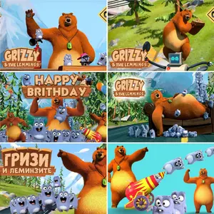 Cute Bear and Friends themed birthday party decoration background bear baby shower banner poster photography background