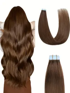 #4 Light Brown Invisible Tape in Extensions 20pcs Human Hair 16-26 Inch 50g Straight Remy Human Hair Seamless Skin Weft Tape in Human Hair Extensions, Human Hair Bundles