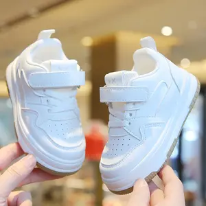 2026 Children's White Shoes Boys and Girls Sports Shoes Non-Slip Lightweight Canvas Shoes Baby Soft Sole Casual Shoes Versatile Style