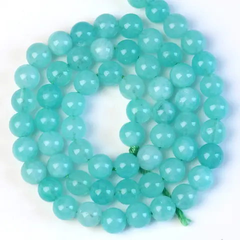 Natural Amazonite Gemstone Beads for Jewelry Making, Polished Round Loose Beads, 4/6/8/10mm Semi-Transparent Quartz for DIY Bracelets & Necklaces, Beading Making, Crafting Beads